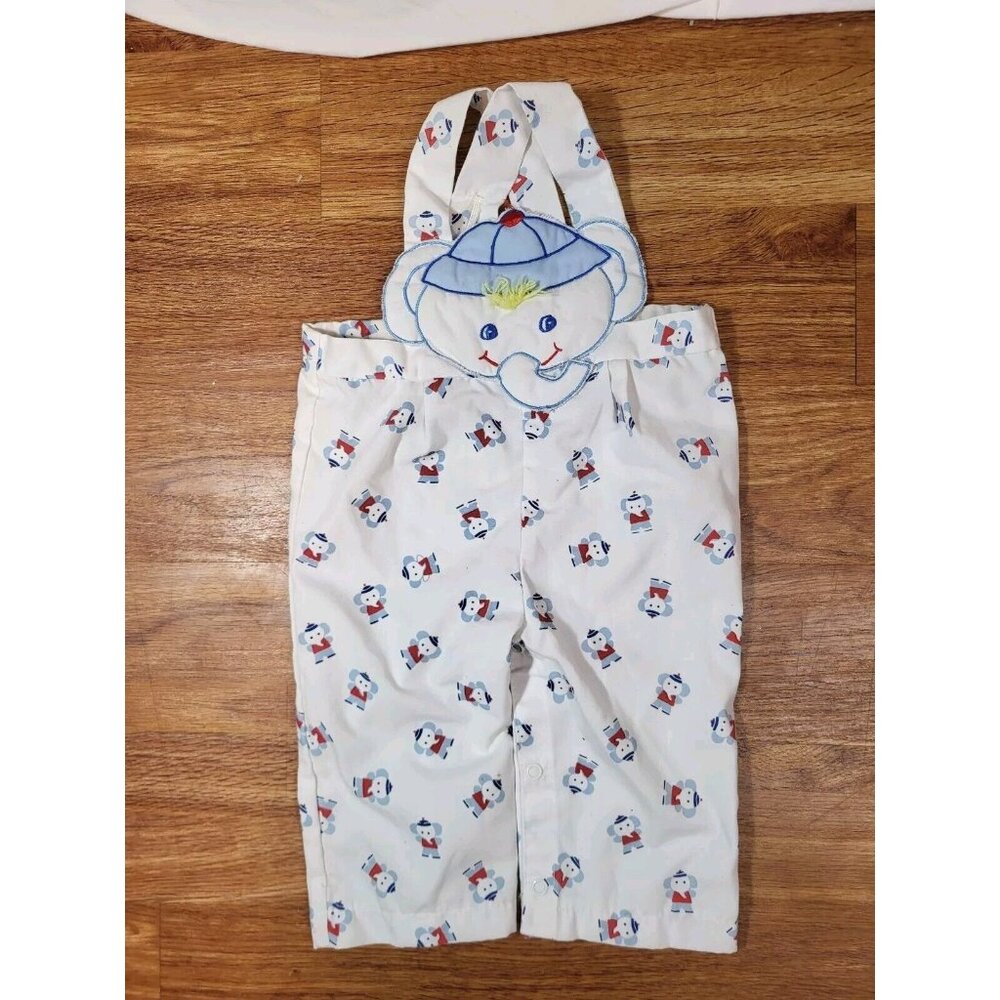 Vtge Tiny‎ Tots Size 6-9 White Elephant Overalls